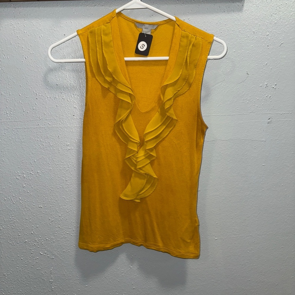 H&M Yellow Blouse with Elegant Ruffles‎